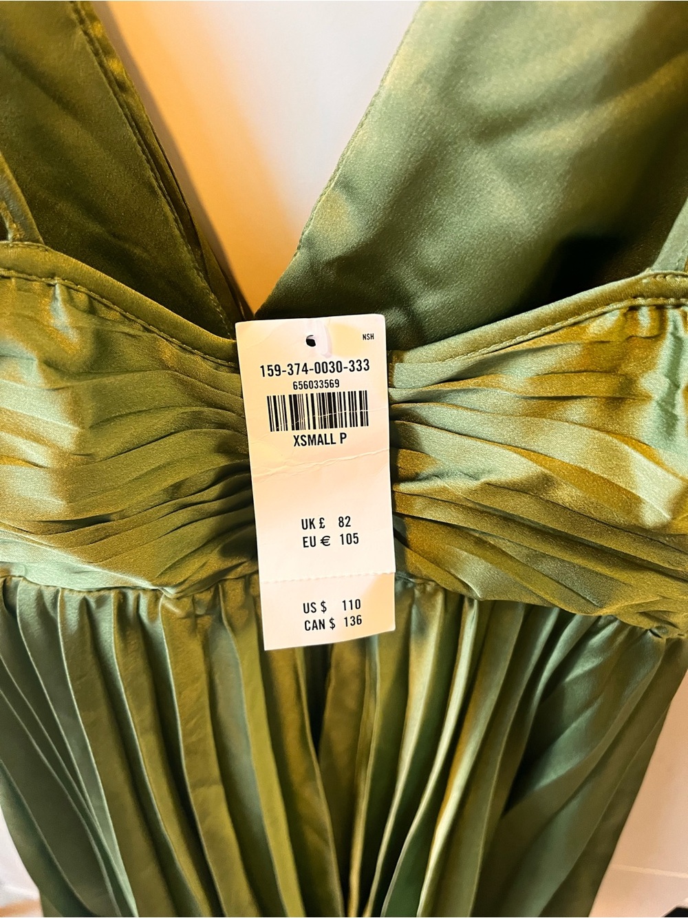 Abercrombie Pleated Mini Cocktail Dress in Green Size XS NWT - Picture 3 of 8